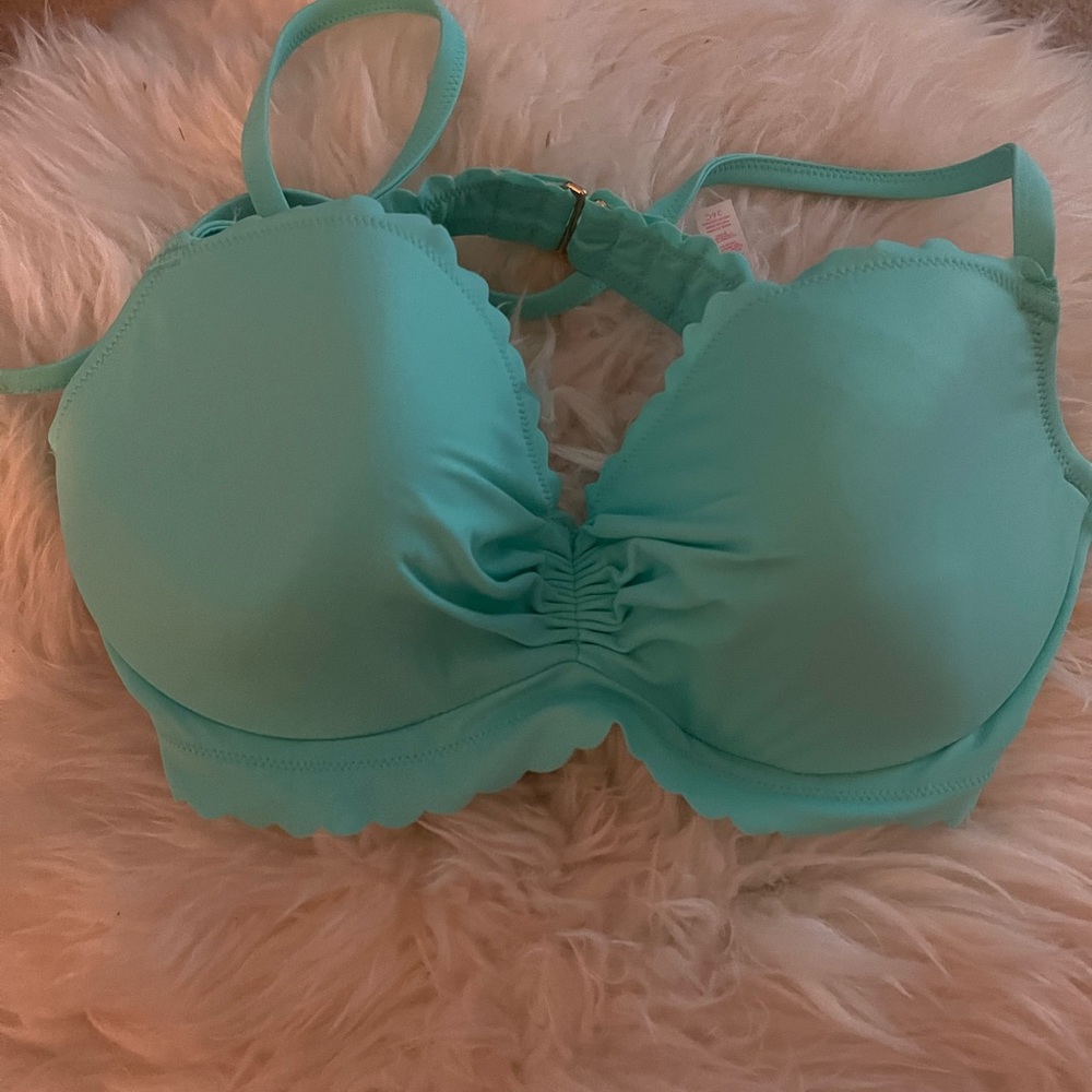 Victoria’s Secret The Getaway Scallop Bikini Top 36C Turquoise